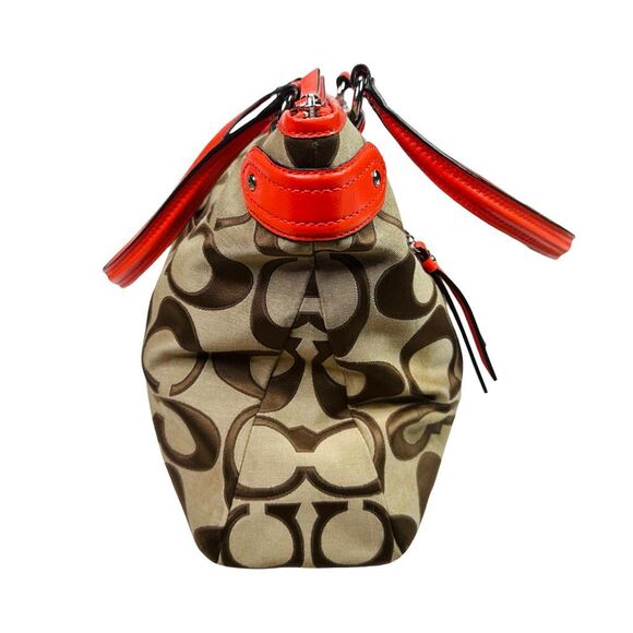 COACH Daisy Outline Signature Emma Tote Shoulder Bag - F24066 - Khaki Vermillion - Picture 2 of 10